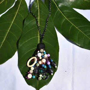 Multicolor Bead Tassel Pendant on 30 inch chain